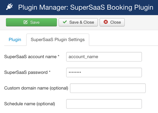 Joomla! SuperSaaS Booking Plugin
