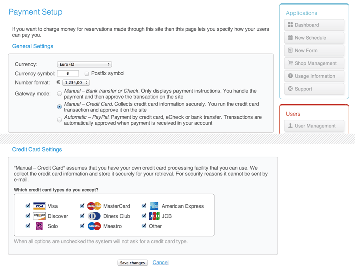 Credit card capture setup