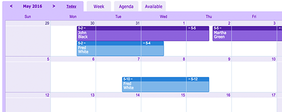 Schedule with booking