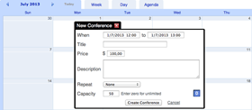 Click to enlarge New conference dialog