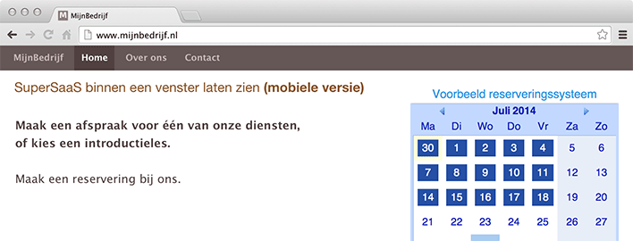 integratie door middel van een iframe met de mobiele versie